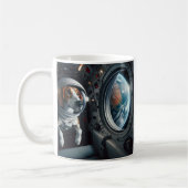 American Foxhound Astronaut in Outer Space Blue Kaffeetasse (Links)