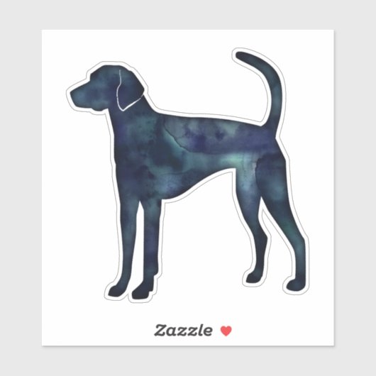 American Foxhound Black Watercolor Silhouette Aufkleber (Blatt)