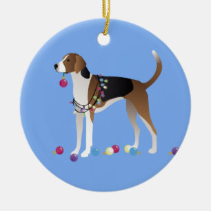 American Foxhound Christmas Design Keramikornament