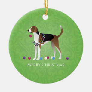 American Foxhound Christmas - Feliz Naughty Dog Keramikornament