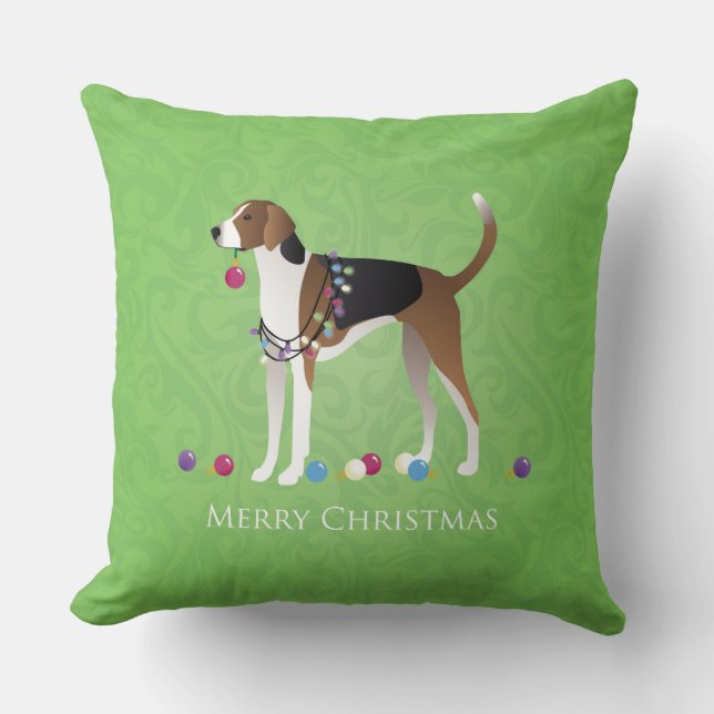 American Foxhound Christmas - Feliz Naughty Dog Kissen (Vorderseite)