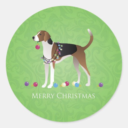 American Foxhound Christmas - Feliz Naughty Dog Runder Aufkleber (Vorderseite)