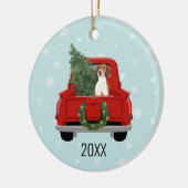 American Foxhound Christmas Red Truck Keramik Ornament (Links)
