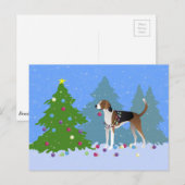 American Foxhound dekoriert Weihnachtsbaumwald Feiertagspostkarte (Vorne/Hinten)