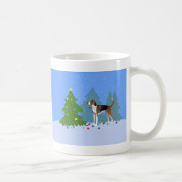 American Foxhound dekoriert Weihnachtsbaumwald Kaffeetasse