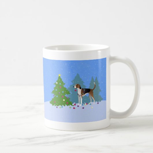 American Foxhound dekoriert Weihnachtsbaumwald Kaffeetasse (Rechts)