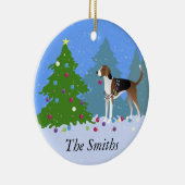 American Foxhound dekoriert Weihnachtsbaumwald Keramikornament (Rechts)