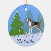 American Foxhound dekoriert Weihnachtsbaumwald Keramikornament (Links)