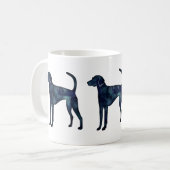 American Foxhound Dog Black Watercolor Silhouette Kaffeetasse (Vorderseite Links)