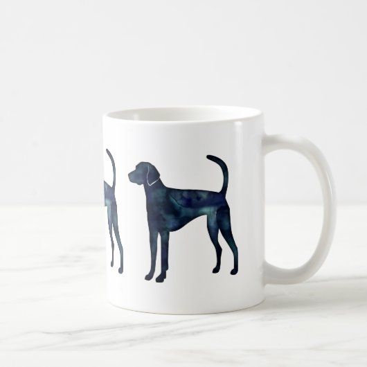 American Foxhound Dog Black Watercolor Silhouette Kaffeetasse (Rechts)