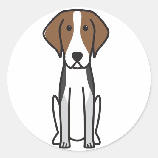 American Foxhound Dog Cartoon Runder Aufkleber (Vorderseite)