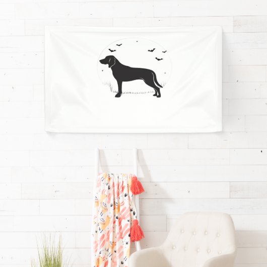 American Foxhound Dog - Halloween Moon Silhouette Banner (Insitu)