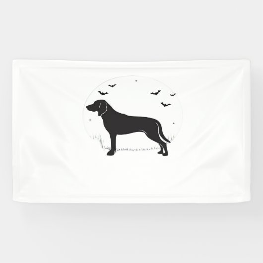American Foxhound Dog - Halloween Moon Silhouette Banner (Horizontal)