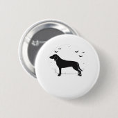 American Foxhound Dog - Halloween Moon Silhouette Button (Vorne & Hinten)