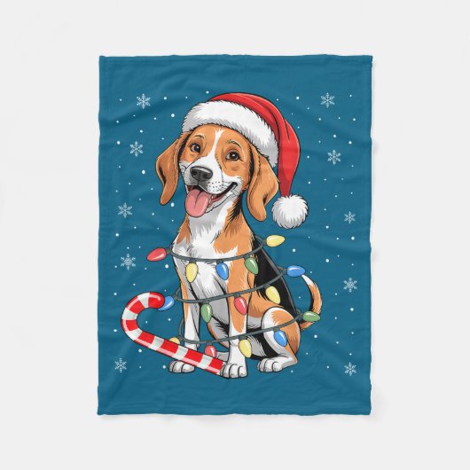 American Foxhound Dog Ugly Christmas Candy Cane Tr Fleecedecke (Vorderseite)