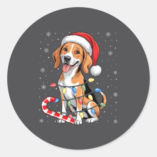 American Foxhound Dog Ugly Christmas Candy Cane Tr Runder Aufkleber (Vorderseite)