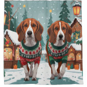 American Foxhound Dogs Christmas Snow Holiday Duschvorhang (Vorderseite)