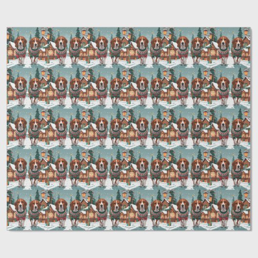 American Foxhound Dogs Christmas Snow Holiday Geschenkpapier (Flach)