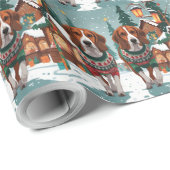American Foxhound Dogs Christmas Snow Holiday Geschenkpapier (Rolleneckpunkt)