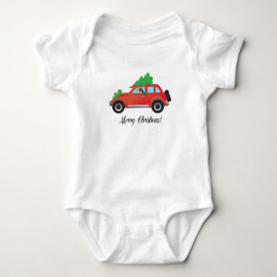 American Foxhound Driving Car mit Weihnachtsbaum Baby Strampler