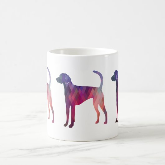 American Foxhound Geo Pattern Silhouette Pink Kaffeetasse (Mittel)