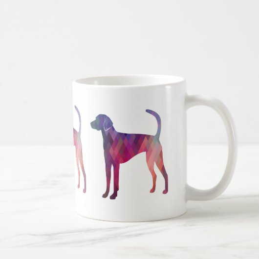 American Foxhound Geo Pattern Silhouette Pink Kaffeetasse (Rechts)