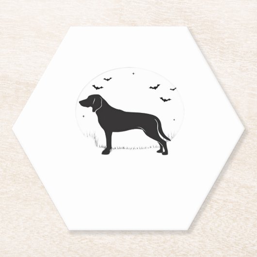 American Foxhound Hund � Halloween Moon Silhouette Untersetzer (Vorderseite)