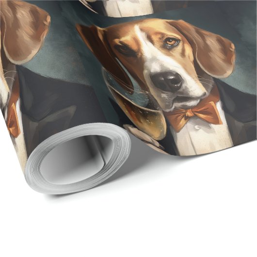 American Foxhound New Year Geschenkpapier (Rolleneckpunkt)