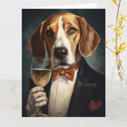 American Foxhound New Year Karte (Gelbe Blume)