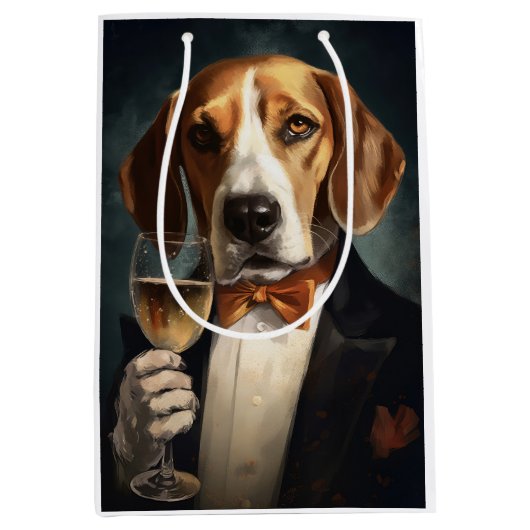 American Foxhound New Year Mittlere Geschenktüte (Vorderseite)