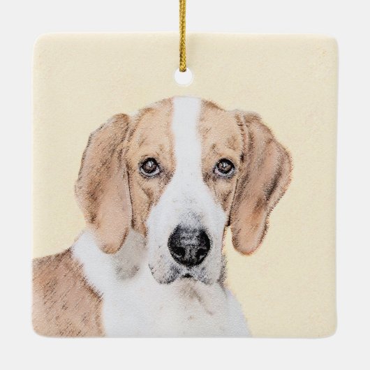 American Foxhound Painting - Niedliche Original Do Keramikornament (Rückseite)