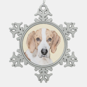 American Foxhound Painting - Niedliche Original Hu Schneeflocken Zinn-Ornament