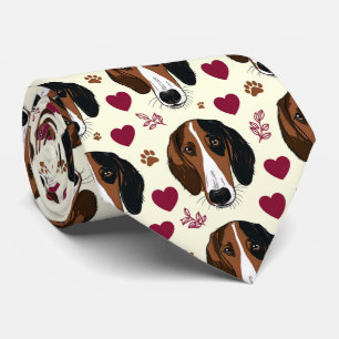 American Foxhound Valentine Hearts Muster Hund Krawatte