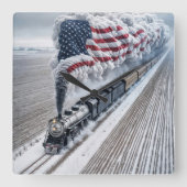 American Freedom Train Quadratische Wanduhr (Vorderseite)