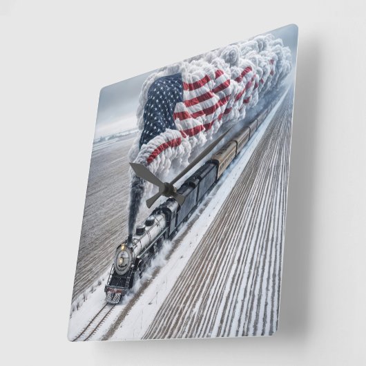American Freedom Train Quadratische Wanduhr (Winkel)