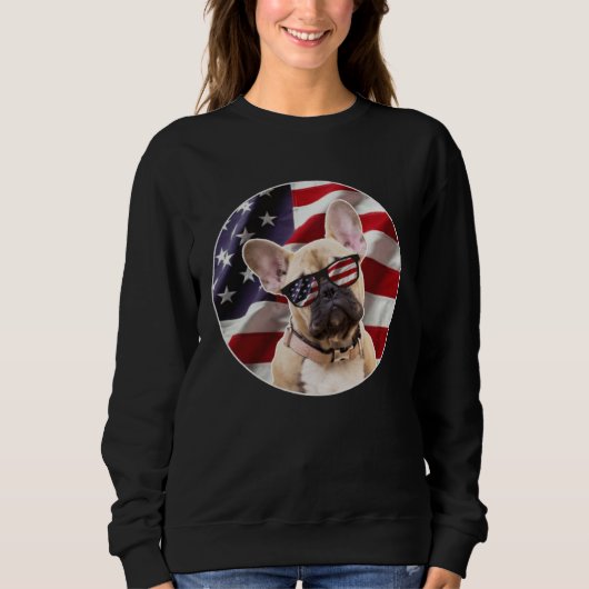 American Frenchie Dog USA Flag Sweatshirt (Vorderseite)