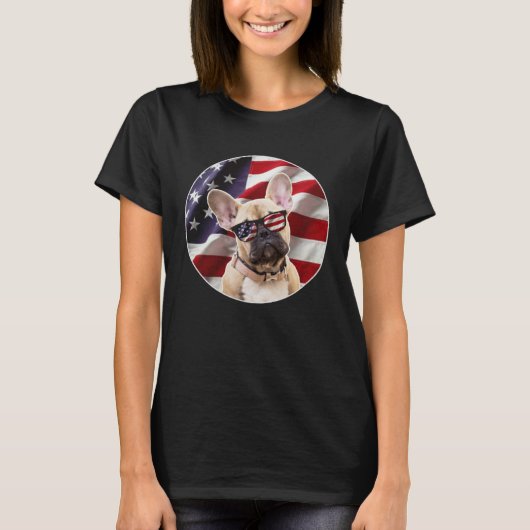American Frenchie Dog  USA Flag T-Shirt (Vorderseite)