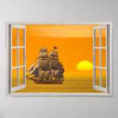 American Frigat Sails im Sunset Fake Window Poster (Vorne)
