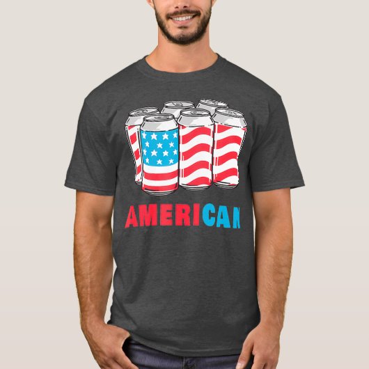 AmeriCan Funny 4. Juli Beer Patriotic USA T-Shirt (Vorderseite)