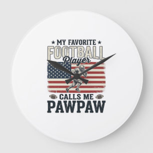 American-Fußball-Papaya-Vintage-Amerikanische-Flag Große Wanduhr