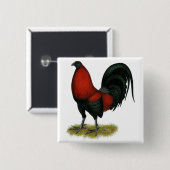American Game BB Black Red Rooster Button (Vorne & Hinten)