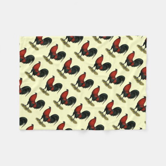 American Game BB Black Red Rooster Fleecedecke (Vorderseite (Horizontal))