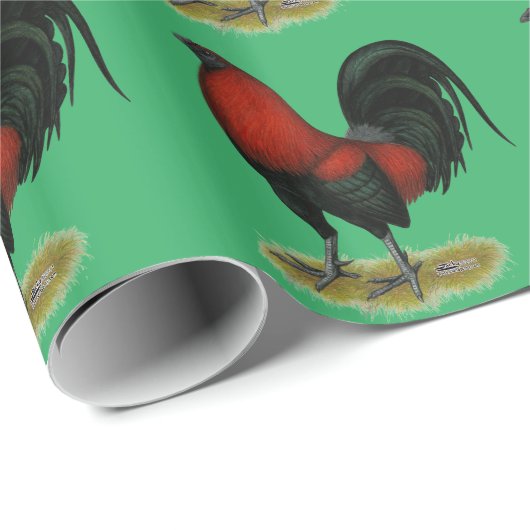 American Game BB Black Red Rooster Geschenkpapier (Rolleneckpunkt)