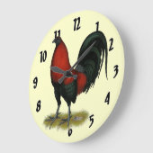 American Game BB Black Red Rooster Große Wanduhr (Winkel)