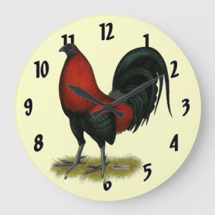 American Game BB Black Red Rooster Große Wanduhr