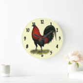 American Game BB Black Red Rooster Große Wanduhr (Zuhause)