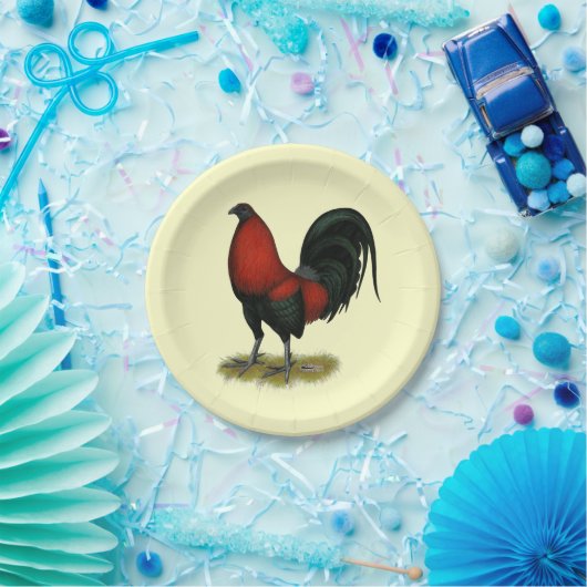 American Game BB Black Red Rooster Pappteller (Party)