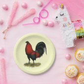 American Game BB Black Red Rooster Pappteller (Party)