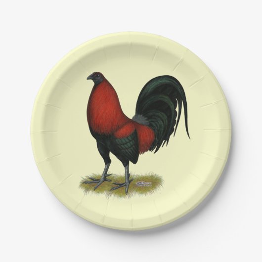 American Game BB Black Red Rooster Pappteller (Vorderseite)