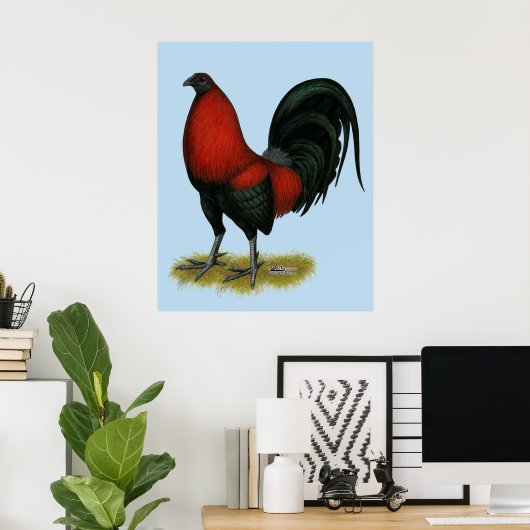 American Game BB Black Red Rooster Poster (Heimbüro)